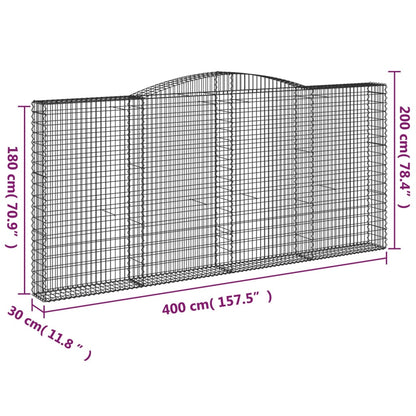 Cestas De Gaviones 15 Uds Forma De Arco Hierro 400x30x180/200cm_5