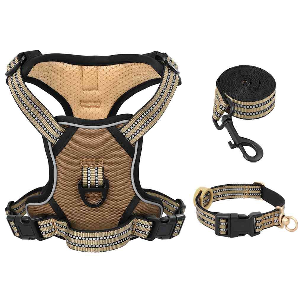 Arnés Para Perros Con Correa Y Collar Ajustable Marrón L_3