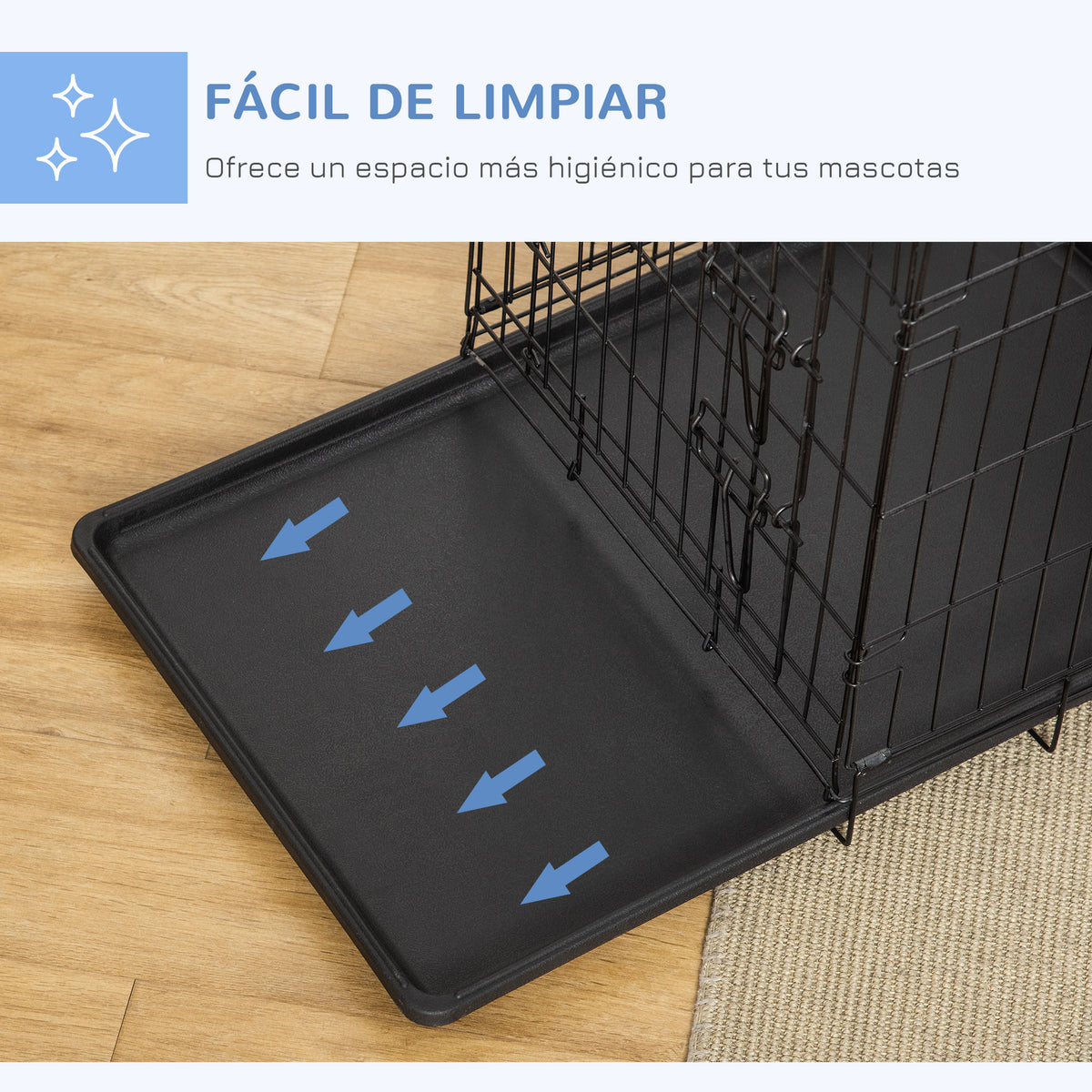 Pawhut Transportín De Perro De 2 Puertas Plegable Con Asa 75x48,5x53cm Negro_3