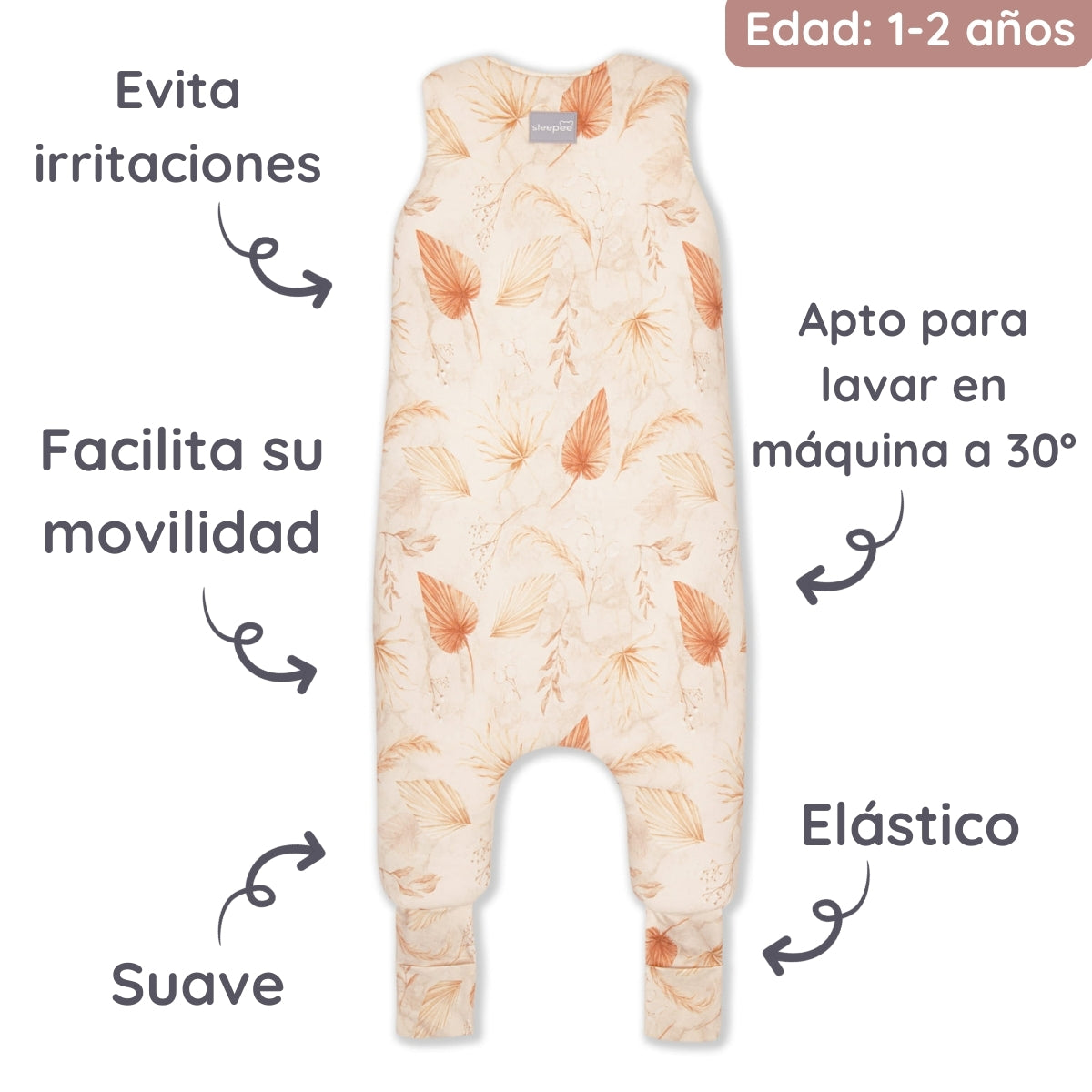 Saco De Dormir Con Pies Reversible T-m Jersey Algodón Bohemian Sand-bohemian Botanic_3