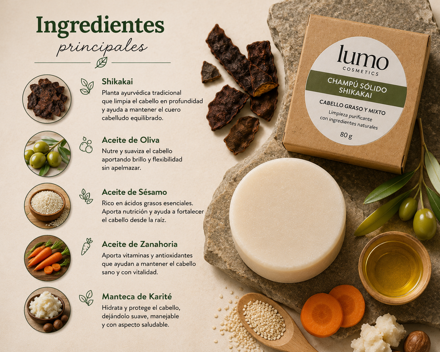 Champú Sólido Shikakai 80 g | Cabello Graso y Mixto | Limpieza Purificante_4