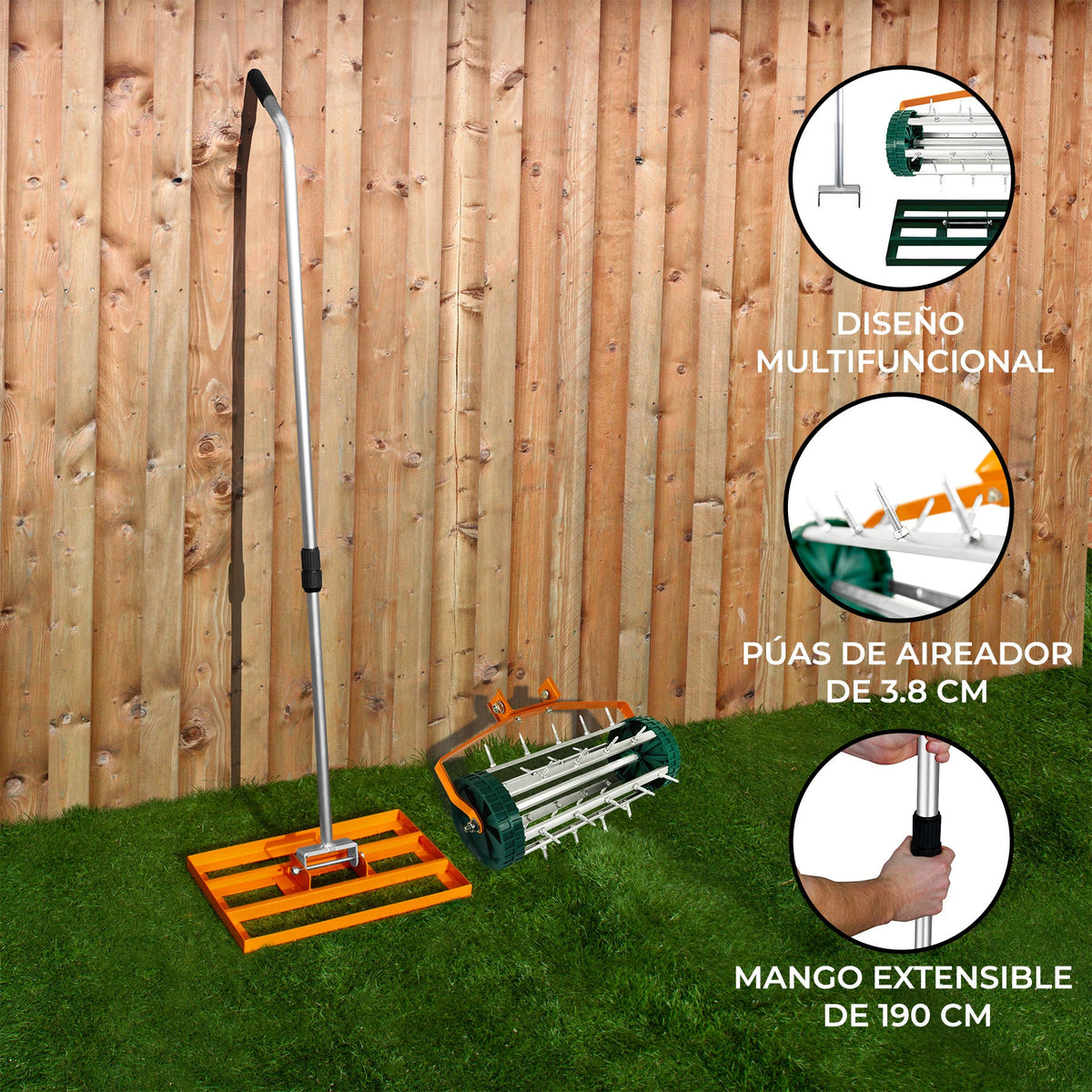 Nivelador De 50 Cm Y Aireador De Césped – Naranja_1