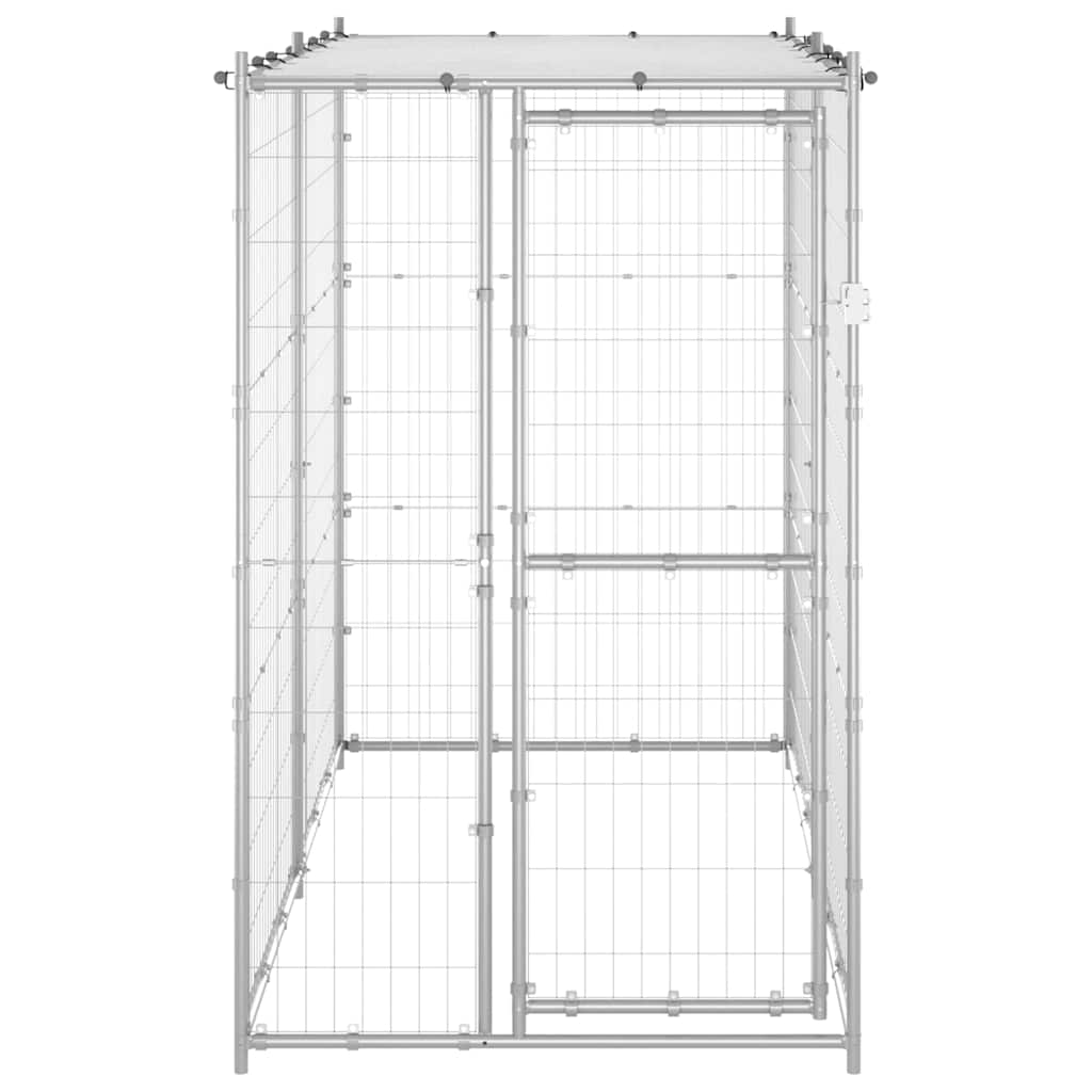 Perrera De Exterior Acero Galvanizado Con Techo 110x220x180 Cm_0
