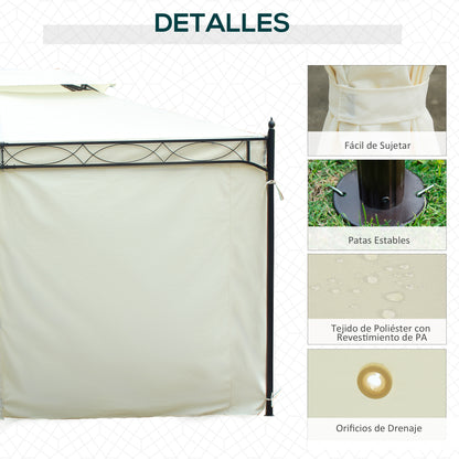 Outsunny Cenador De Jardín 4x3 M Pabellón De Jardín Con Doble Techo Crema_5