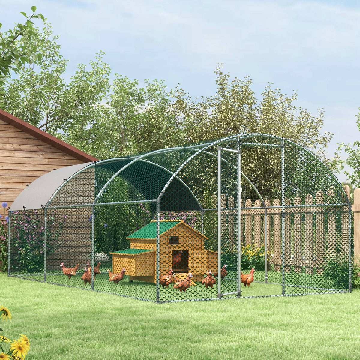 Pawhut Gallinero Para Exterior 5,7x2,8x1,97 M Para 12-18 Gallinas De Acero Galvanizado_3