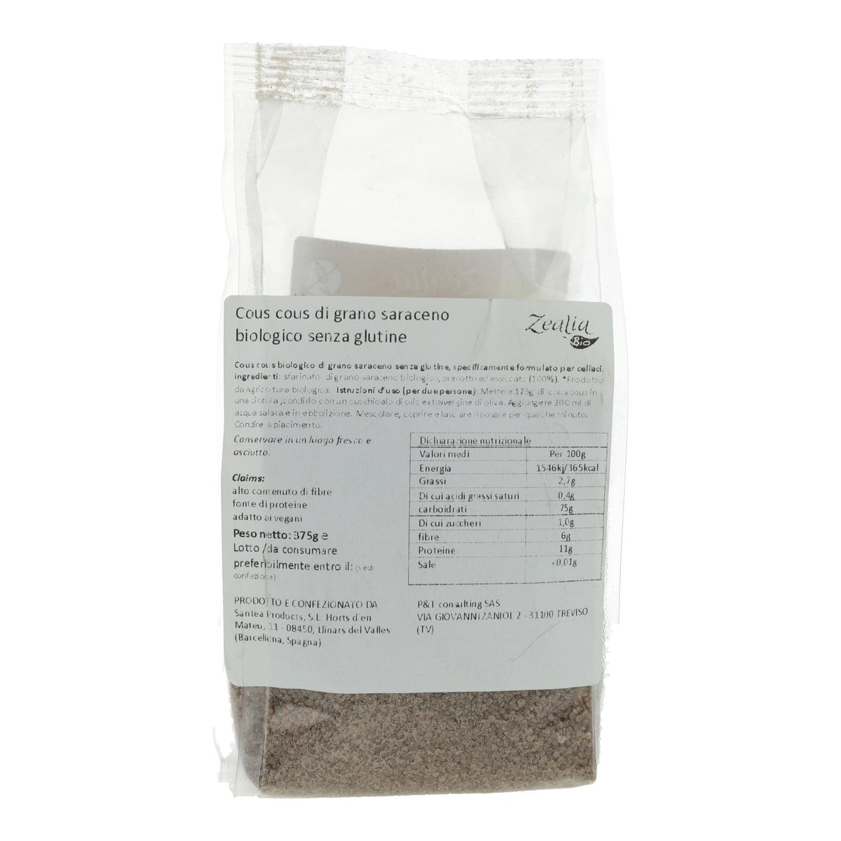 Cous cous Trigo Sarraceno BIO Sin Gluten Zealia 375 gr