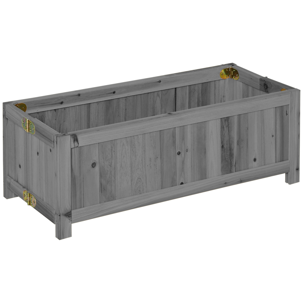 Outsunny Jardinera De Madera Plegable Con 4 Patas 70x30x25 Cm Gris_0