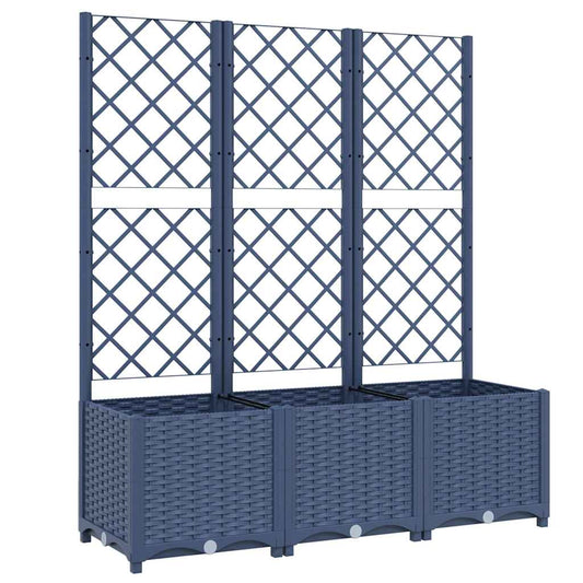 Jardinera Con Enrejado Pp Azul Gris 120x40x136 Cm_0