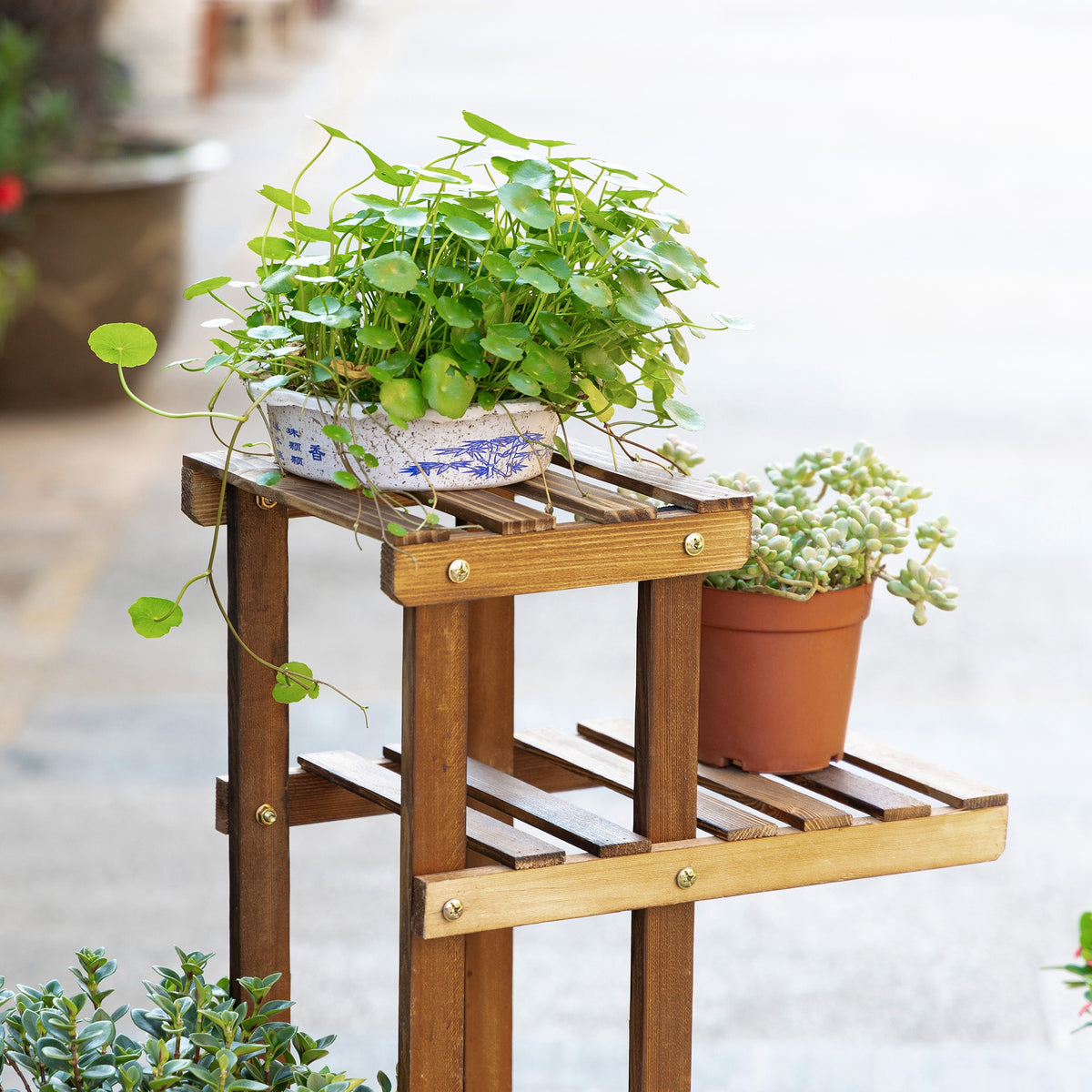 Outsunny Soporte Madera Flores Estantería De Macetas Con 6 Estantes 95x28x96,5cm_3