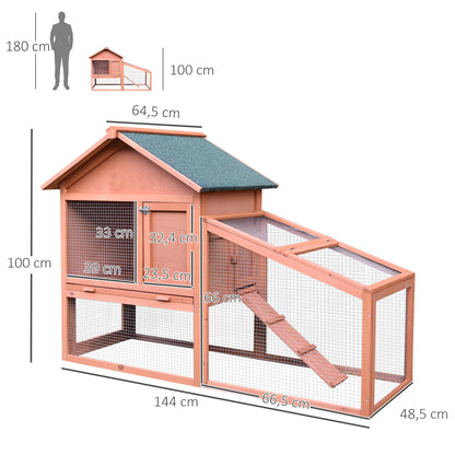 Conejera De Exterior Pawhut Madera 144x64,5x100 Cm_2