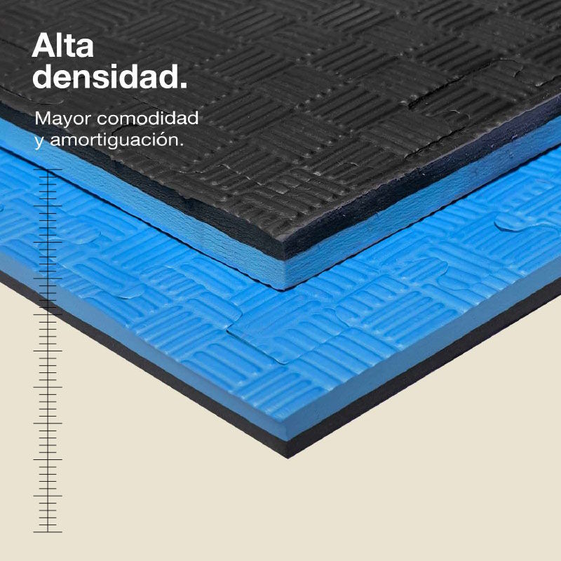 Jowy Tatami Puzzle 2,5cm 100x100cm, Pack 4 Unidades – Superficie 5 Líneas Negro/azul_1