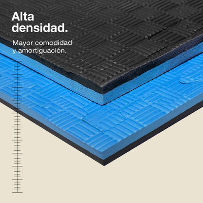 Jowy Tatami Puzzle 2,5cm 100x100cm, Pack 4 Unidades – Superficie 5 Líneas Negro/azul_1