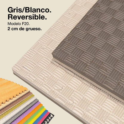 Tatami Puzzle 2cm 100x100cm – Superficie 5 Líneas Gris/blanco Jowy_0