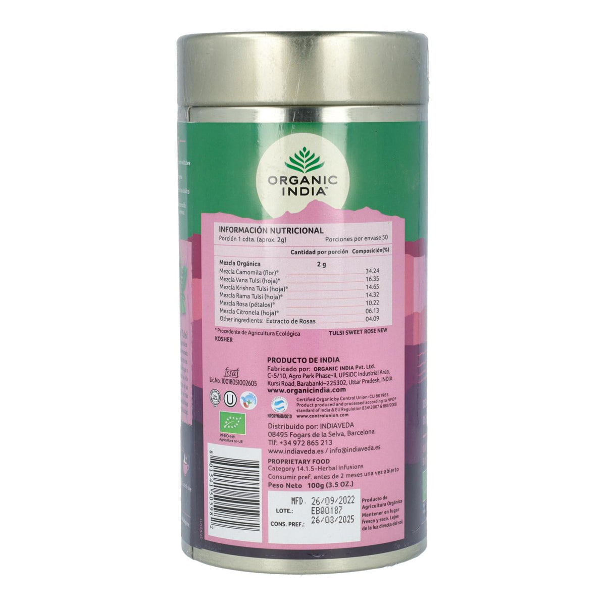 Tulsi Sweet Rose Organic India 100g
