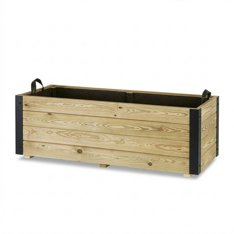 Jardinera Exterior De Madera Con Refuerzo De Aluminio Ghio Al Hortalia 110x45x40 Cm_3
