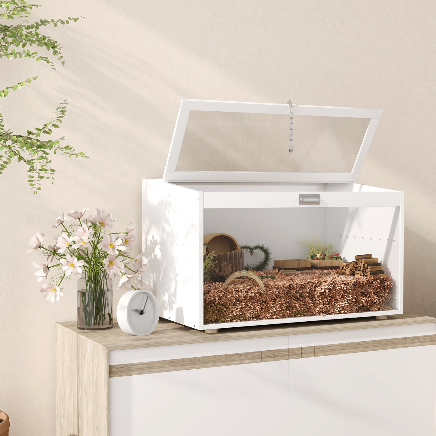 Pawhut Jaula Para Hámster Con Tapa Abatible Y Ventana De Acrílico Transparente_3