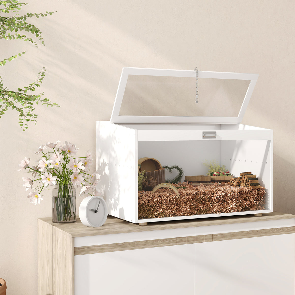 Pawhut Jaula Para Hámster Con Tapa Abatible Y Ventana De Acrílico Transparente_3