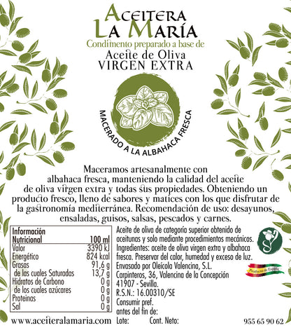 Aceite De Oliva Virgen Extra Macerado A La Albahaca 50 Cl Cristal_1