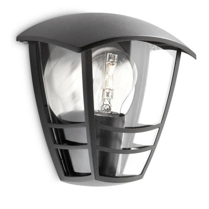 Aplique Exterior Pared Plano 1x60w Negro Mod. Creek Philips_0