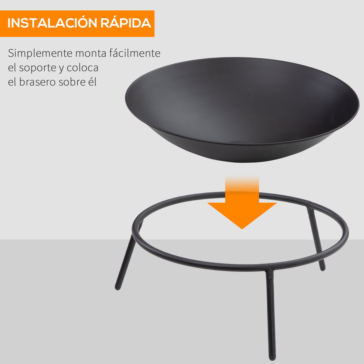 Outsunny Brasero Exterior De Jardín Con Atizador Para Hogueras Terraza Ø47x21 Cm_5