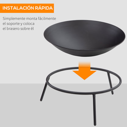 Outsunny Brasero Exterior De Jardín Con Atizador Para Hogueras Terraza Ø47x21 Cm_5