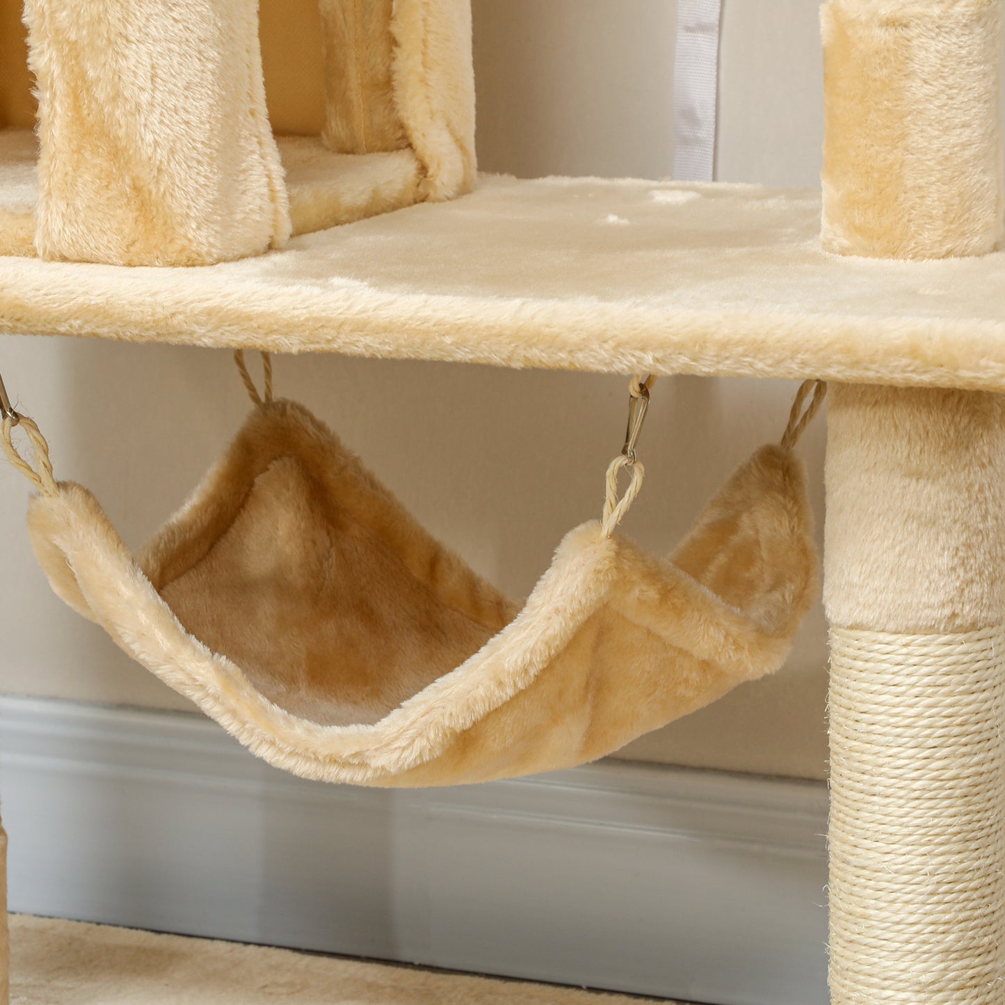 Pawhut Árbol Rascador Para Gatos Grande 70x40x152cm Con Múltiples Plataformas_4
