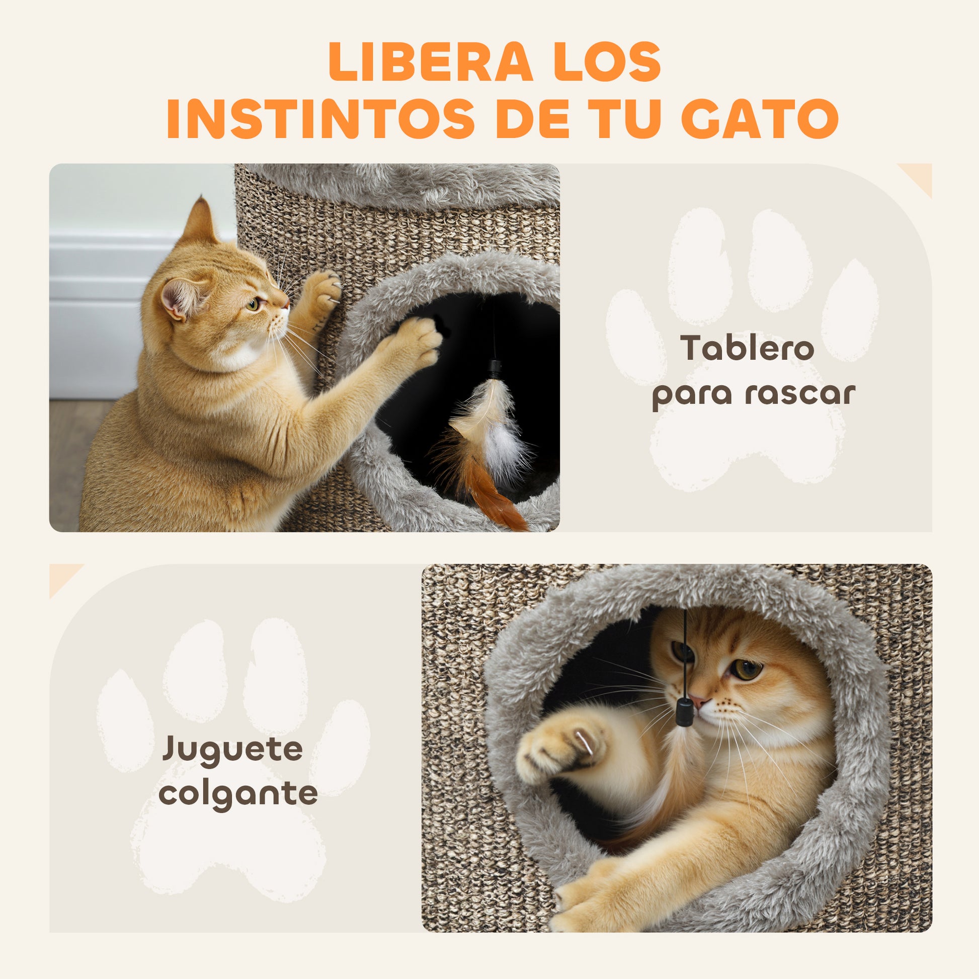 Pawhut Casa Para Gatos 3 En 1 Taburete Reposapiés 36x36x38 Cm Gris_5