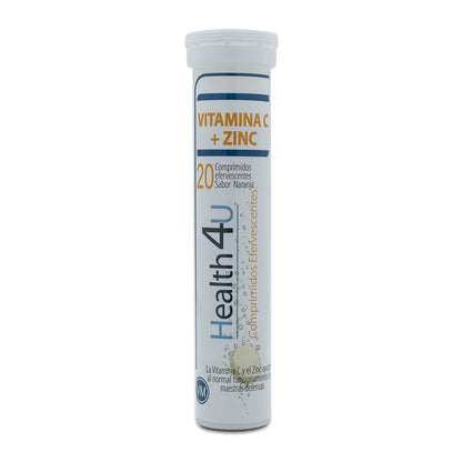 H4U Vitamina C + Zinc vitaminas y minerales 20 comprimidos efervescentes sabor naranja