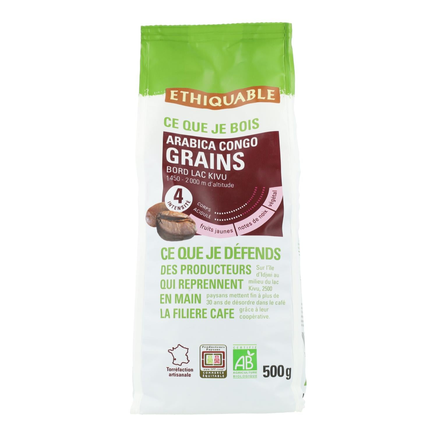 Café Premium Grano Congo 100% Arábica de altura BIO 500 g