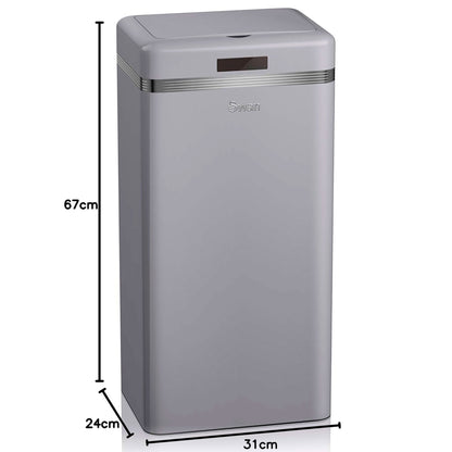 Swan Cubo De Basura Cocina Automático, Sensor De Movimiento, 45l, Metálico, Papelera Reciclaje, Swka4500grneu, Gris_4