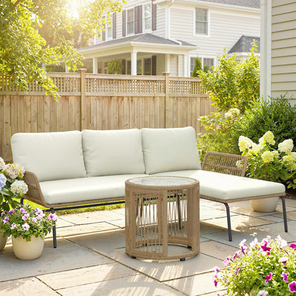 Muebles De Jardín Ratán Outsunny Con Cojines Crema Para Patio_1