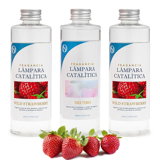 Pack Ahorro 3x Fragancias Para Lámpara Catalítica: 2 Aromas Wild Strawberry 500ml + Limpiador Neutro 200ml_0