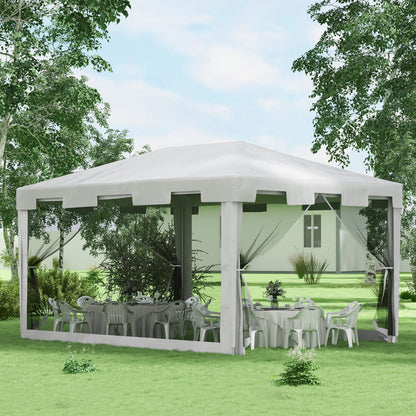 Outsunny Carpa De Jardín 4x3 M Con 4 Mosquiteras Laterales Blanco Y Negro_1