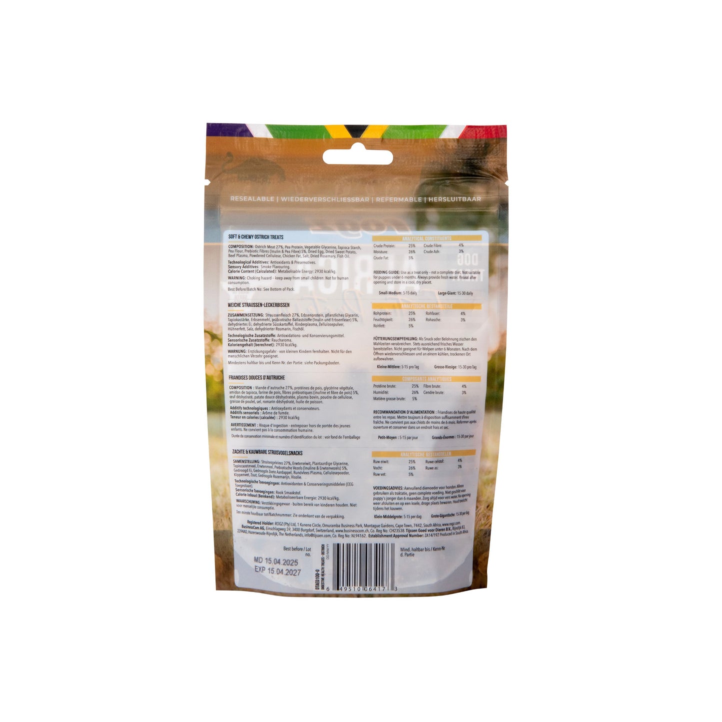Rogz Snack Digestivo Para Perros De Avestruz 6x100g Con Prebióticos_1