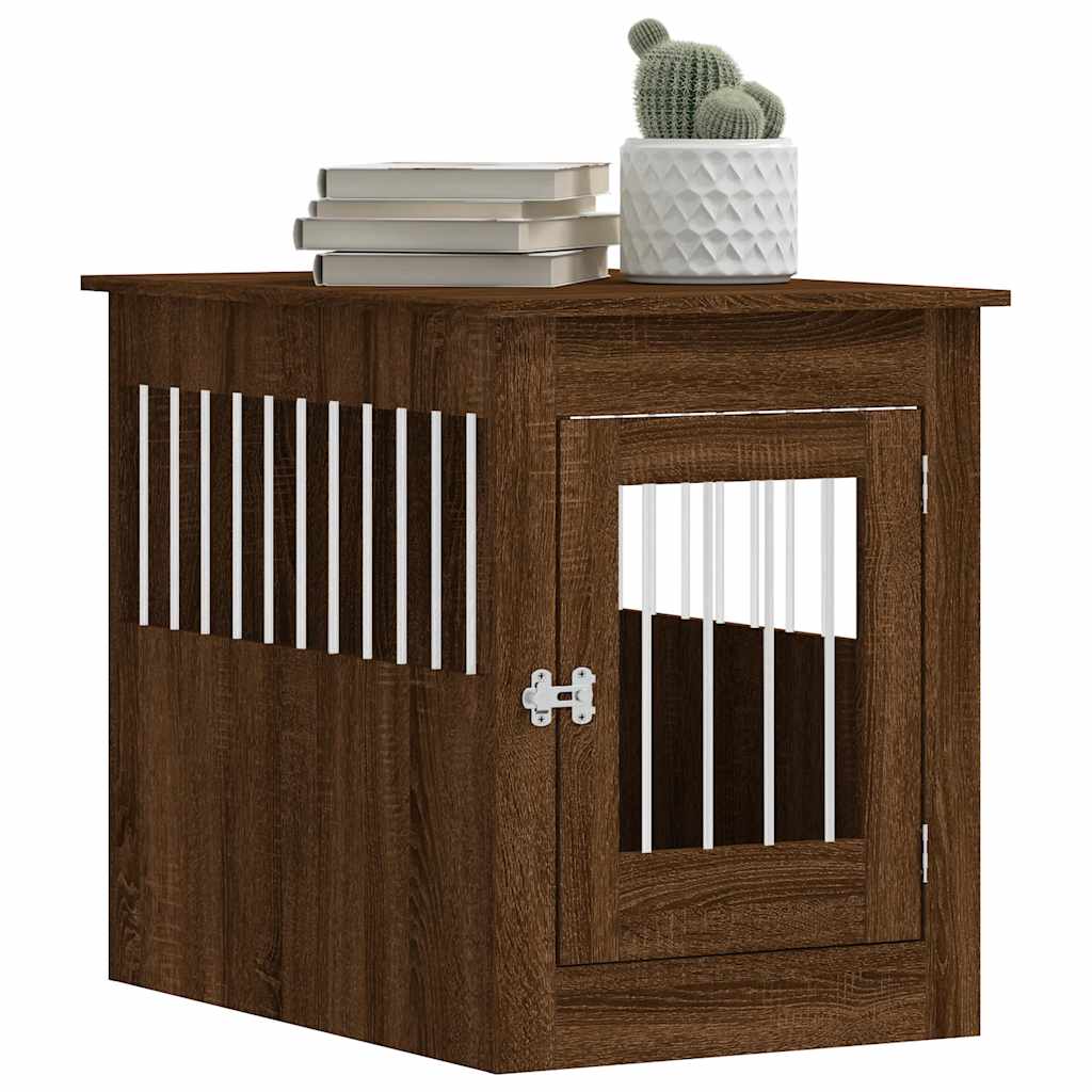Jaula Para Perros Madera De Ingeniería Roble Marrón 55x80x68 Cm_3