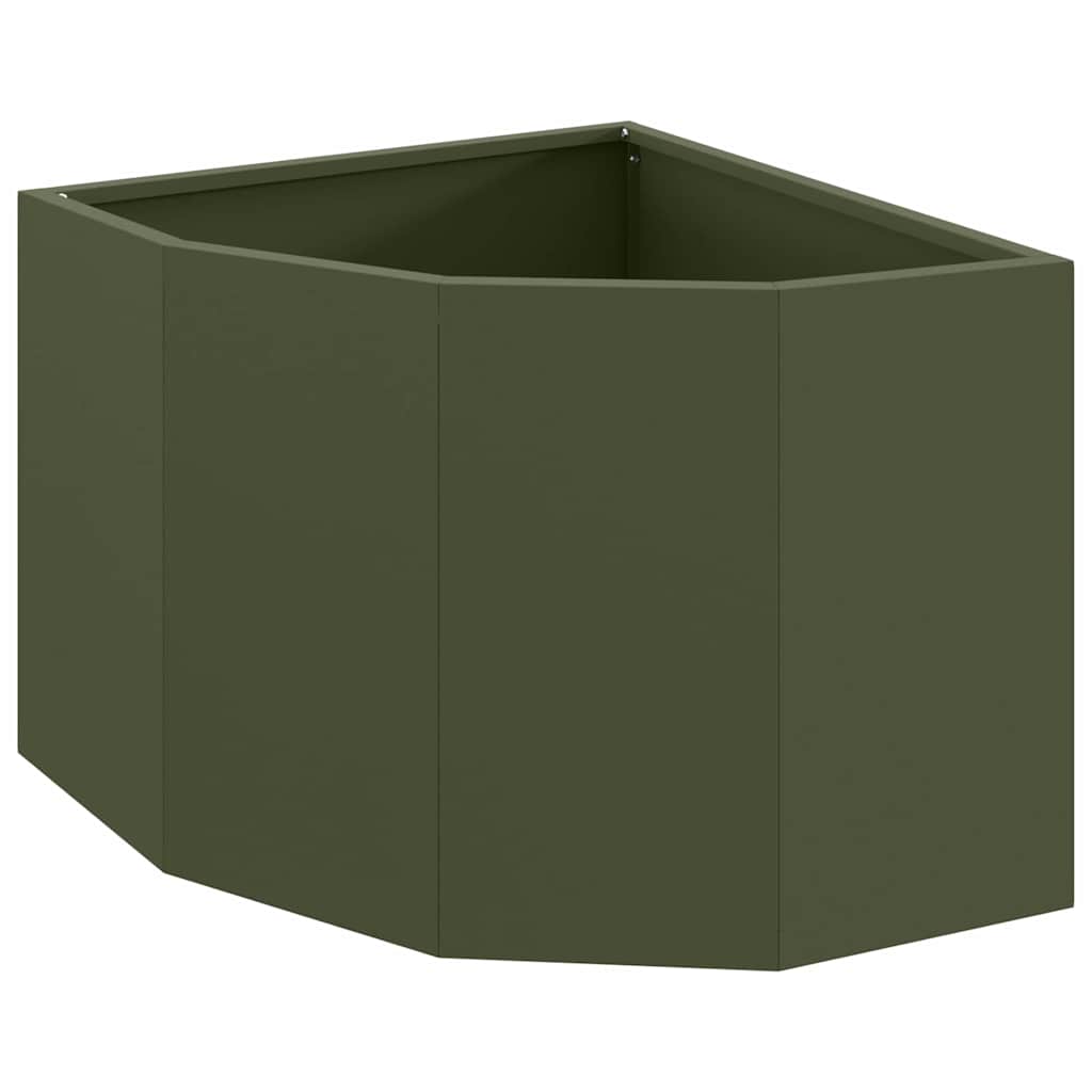 Macetero De Esquina Verde Oliva 45 X 45 X 35 Cm Acero_0