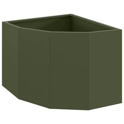 Macetero De Esquina Verde Oliva 45 X 45 X 35 Cm Acero_0