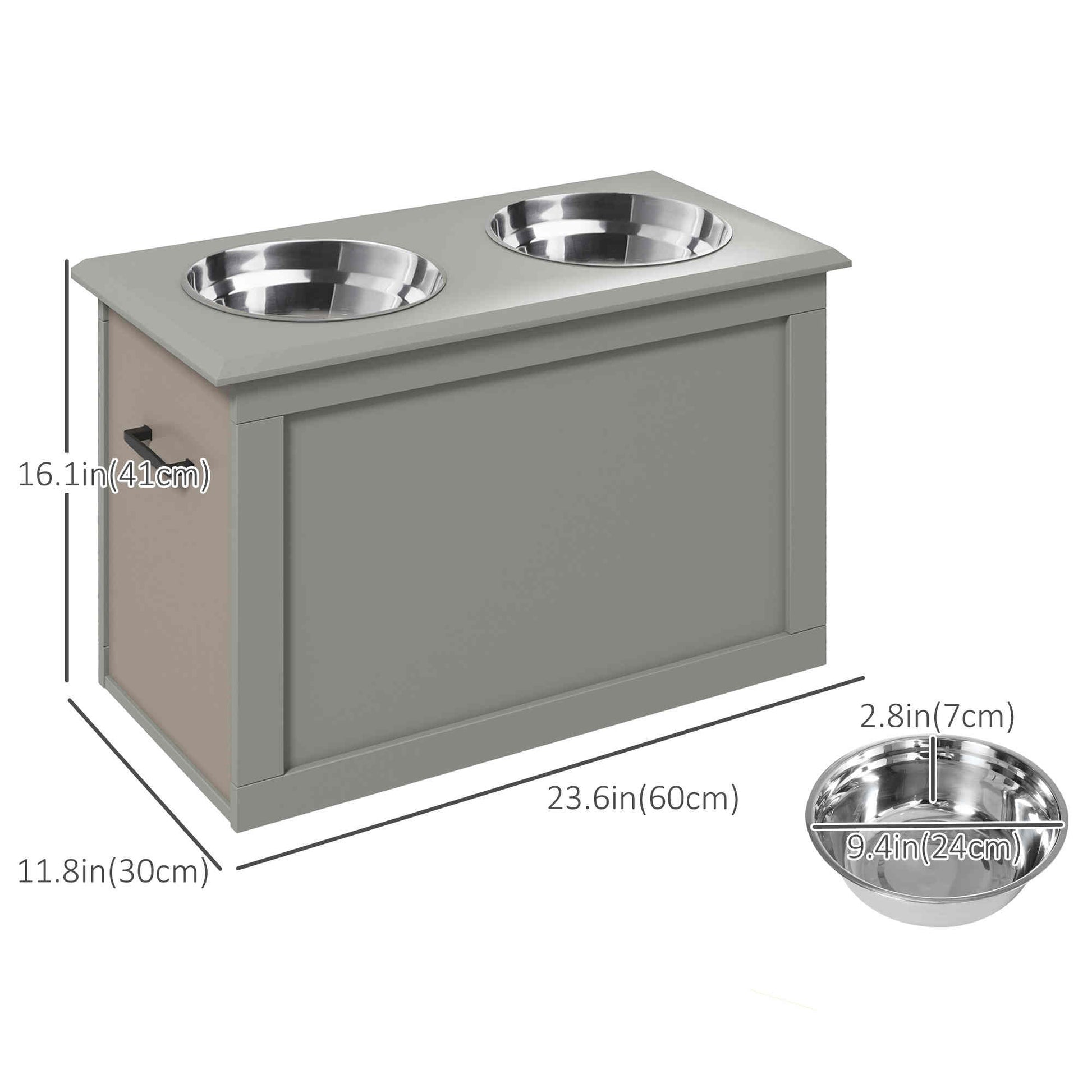 Pawhut Comedero Elevado Para Perros Con 2 Cuencos De Acero Inoxidable Gris_2