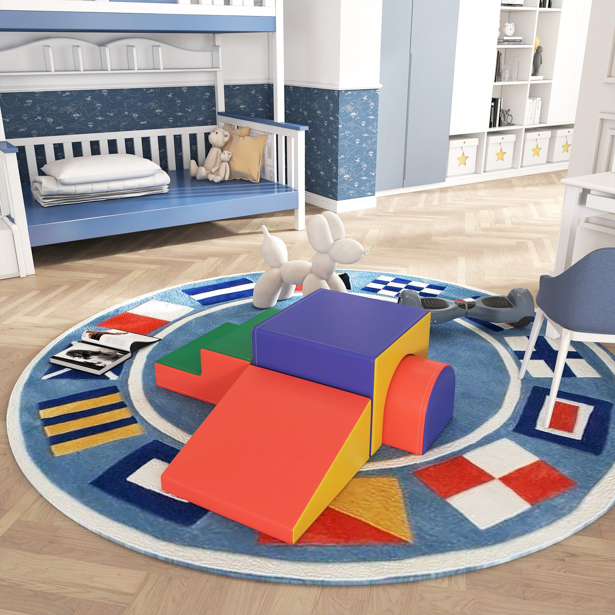 Homcom 4 Bloques De Espuma Para Niños Tapizados En Cuero Sintético 150x50x39 Cm_1