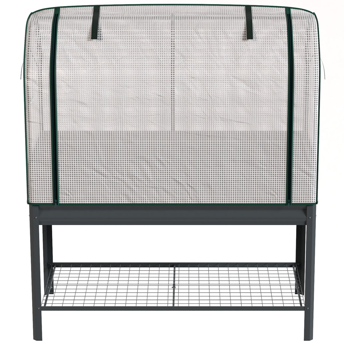 Outsunny Huerto Urbano Elevado Con Estante Y Cubierta 120x55x140 Cm Gris Oscuro_3