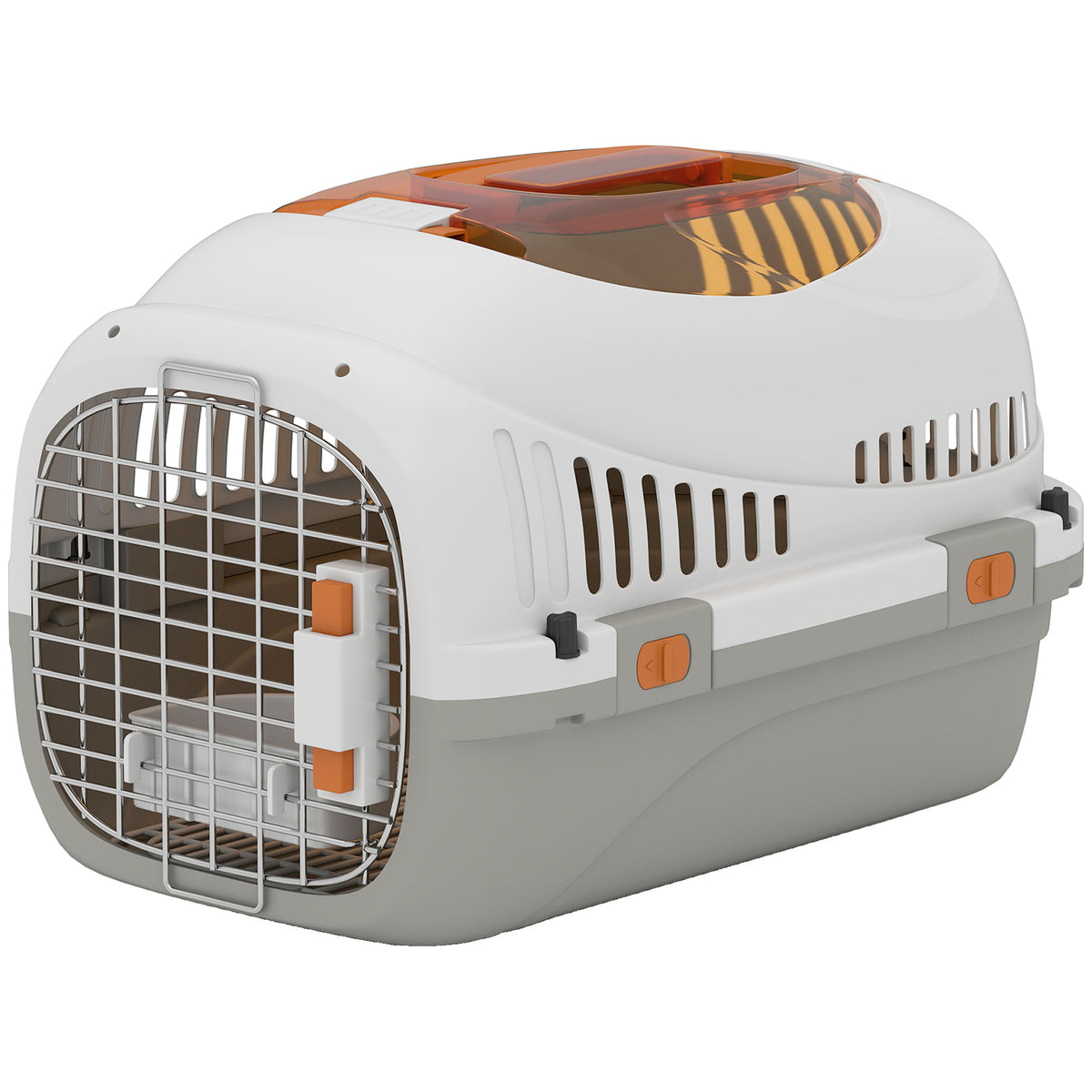 Pawhut Transportín Para Gatos Perros Pequeños De Plástico Carga 4 Kg Gris Claro_1