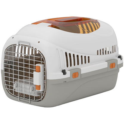 Pawhut Transportín Para Gatos Perros Pequeños De Plástico Carga 4 Kg Gris Claro_1