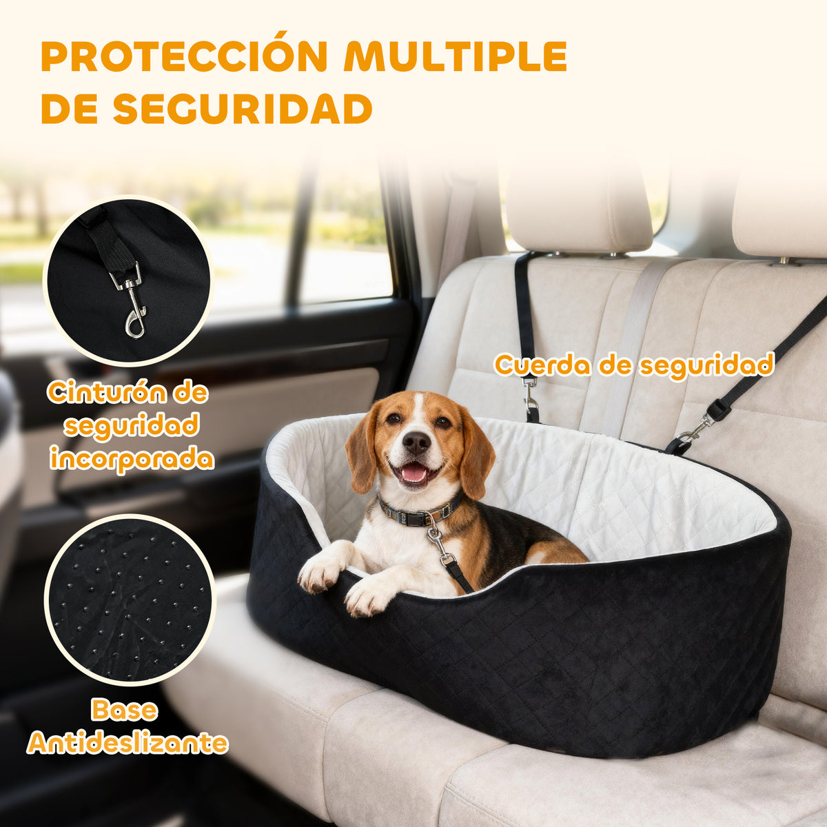 Pawhut Asiento De Coche Para Perros Pequeños Y Medianos Con Funda Extraíble_3