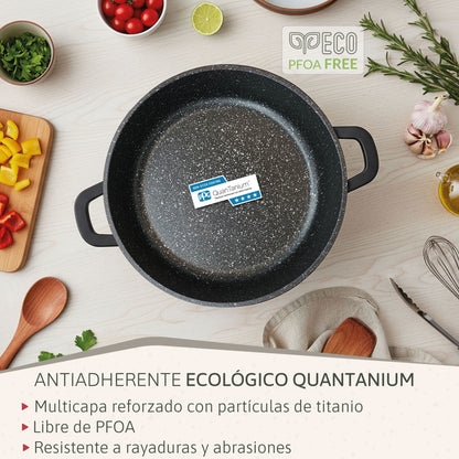 Briebe Cacerola Baja Cocina Inducción Antiadherente Titanio, Cazuela 32cm, Aluminio Fundido Sin Pfoa, Black Titanium_4