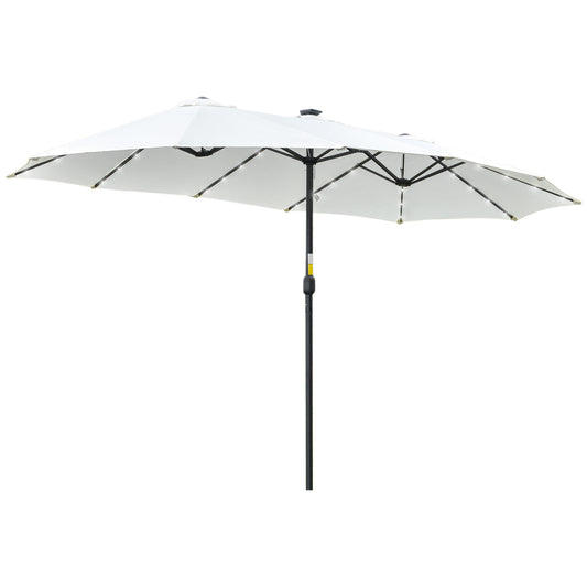 Sombrilla Doble Outsunny Acero, Poliéster Crema 450x265x240 Cm_0