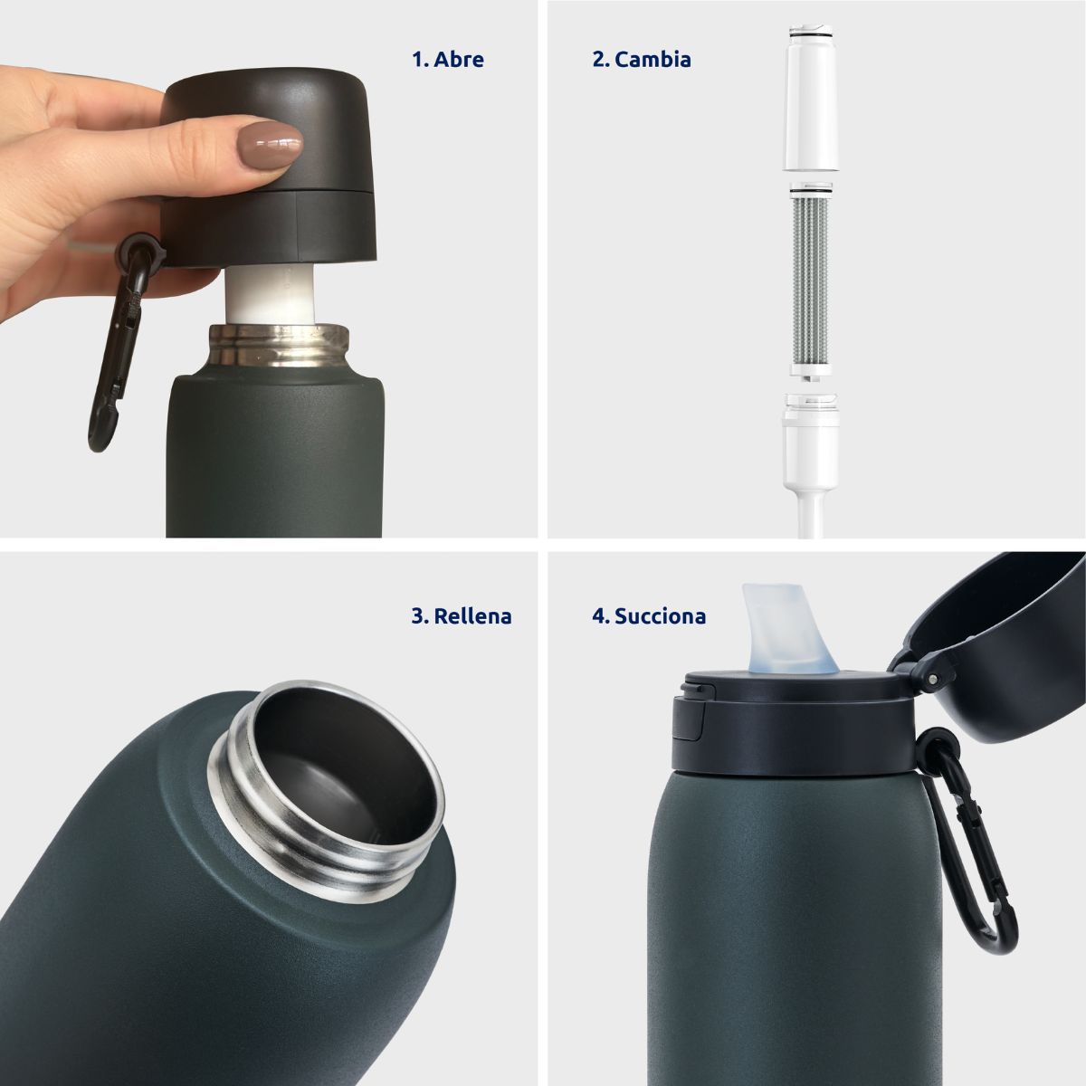 Botella con filtro potabilizador BottlePro Adventure TappWater 740 ml