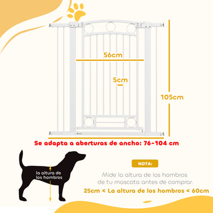 Pawhut Barrera Para Perros Con Ancho Ajustable 76-104 Cm 2 Extensiones Blanco_2