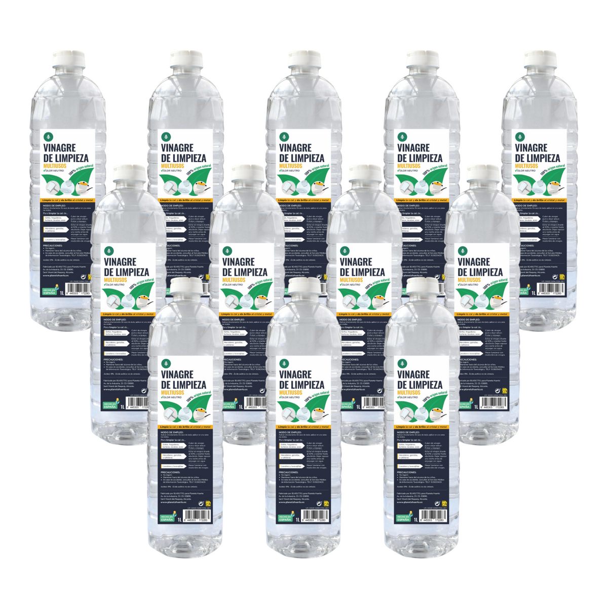 Pack 12 x Vinagre Blanco de Limpieza Planeta Huerto 1L