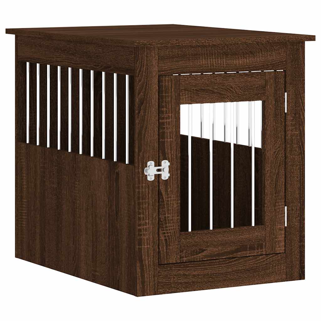 Jaula Para Perros Madera De Ingeniería Roble Marrón 55x75x65 Cm_0