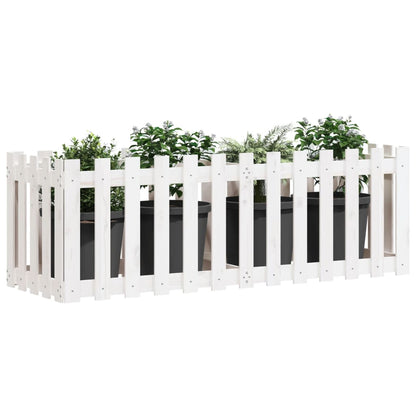 Arriate Elevado Jardín Con Valla Madera Pino Blanco 150x50x50cm_2